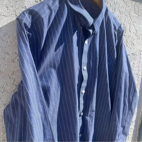 UNTUCKit Gifford Shirt Mens Large Blue Striped Wrinkle Free Collared Button Down - Picture 3 of 8